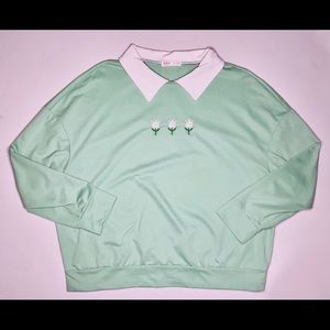 Collared Contrast Color Top